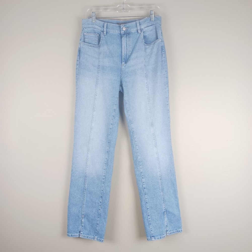 DL 1961|Patti Straight High Rise Vintage 31 Light Wash Front Slit Size 29
